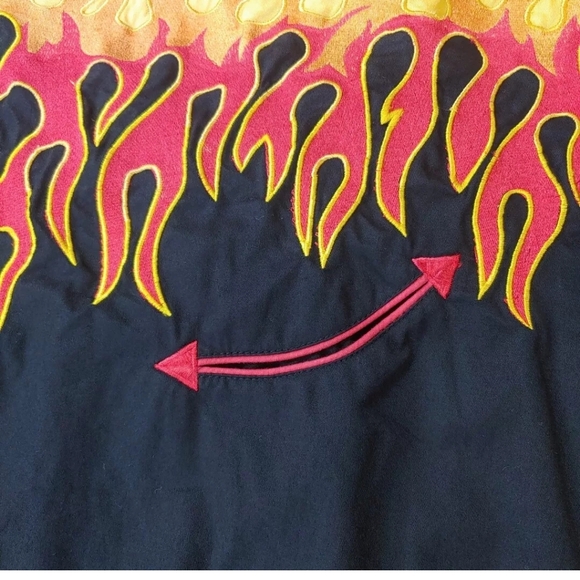 Roper Rockabilly Pearl Snap Shirt Men XL Embroidered Patch Flames Smiley Pockets - Picture 7 of 10